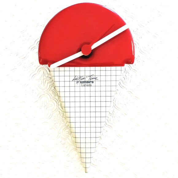 Umbra Vintage Look Retro Clock Red And White Ice Cream Cone Lickin' Time Works - Picture 1 of 4